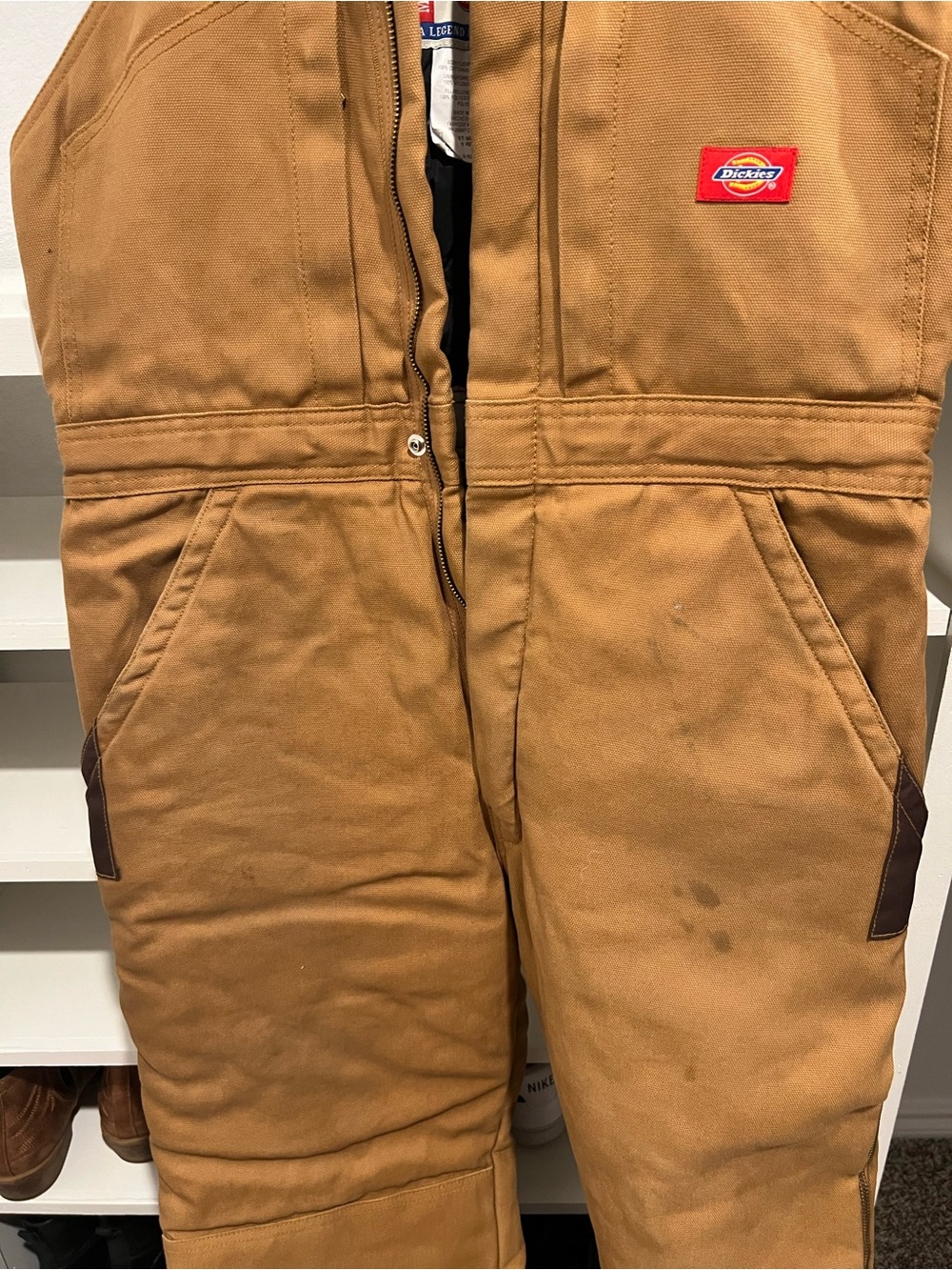 Dickies Carhartt-Style Tan Insulated Bib Overalls - Picture 3 of 5